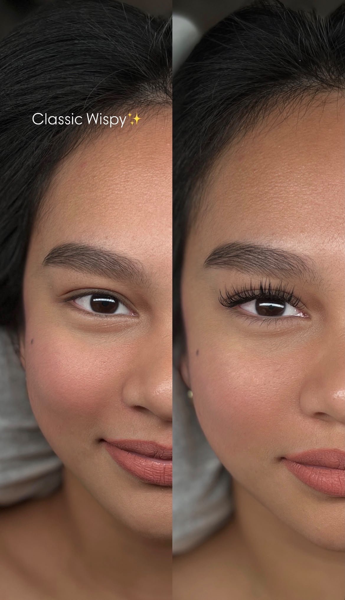 Before and after Classic Wispy treatment at Lash With Us