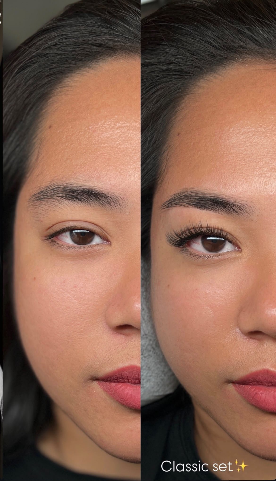 Before and after Classic treatment at Lash With Us