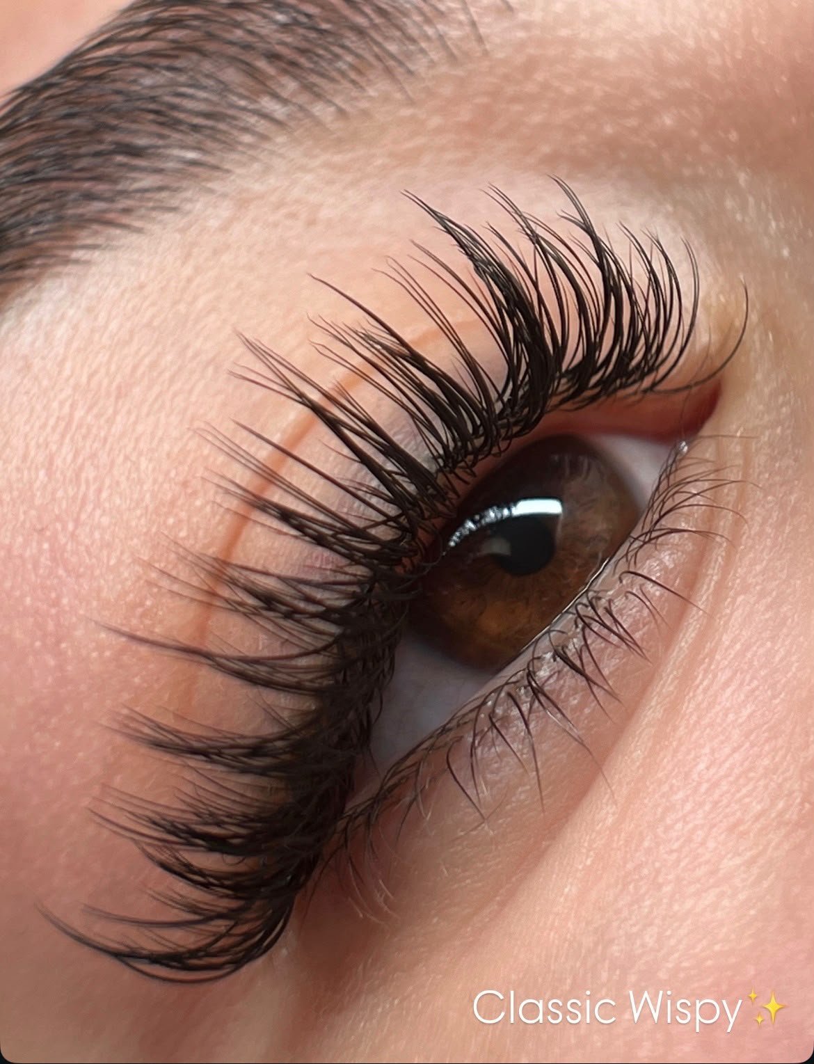 Classic Wispy result created at Lash With Us